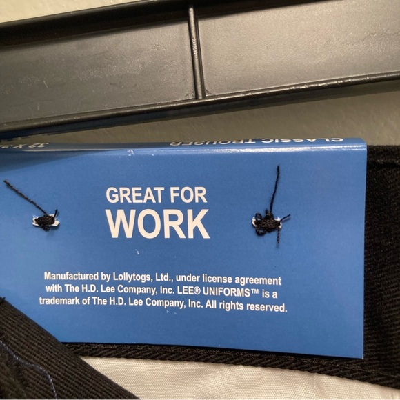 NWT Lee Men Black Classic Fit Trouser Work Uniform Dress Pants Straight Leg - Picture 5 of 9